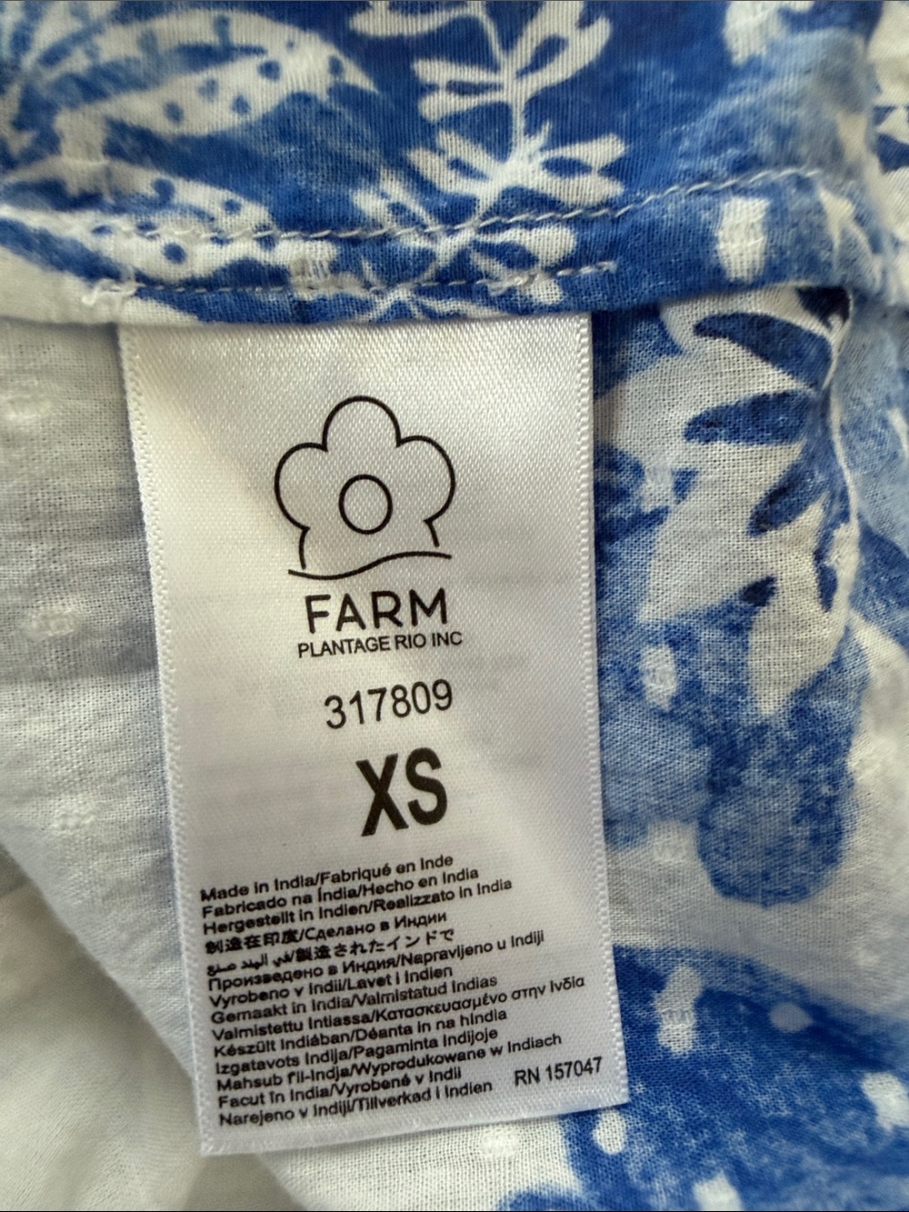 FARM RIO Bead-Embellished Printed Swiss-Dot Cotton Mini Dress. Size XS - Picture 8 of 12